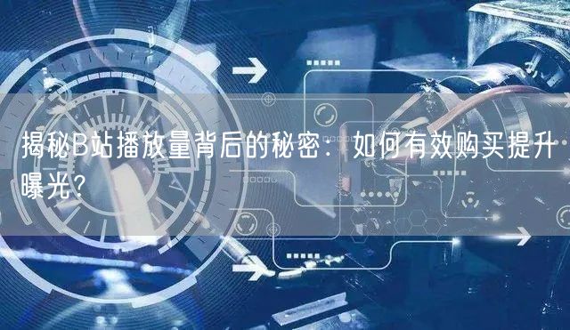 揭秘B站播放量背后的秘密：如何有效购买提升曝光？