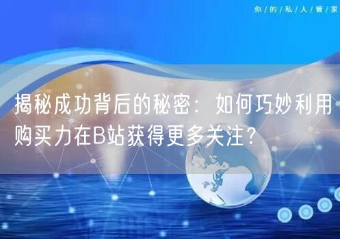 揭秘成功背后的秘密：如何巧妙利用购买力在B站获得更多关注？