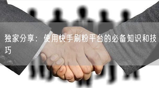 独家分享：使用快手刷粉平台的必备知识和技巧