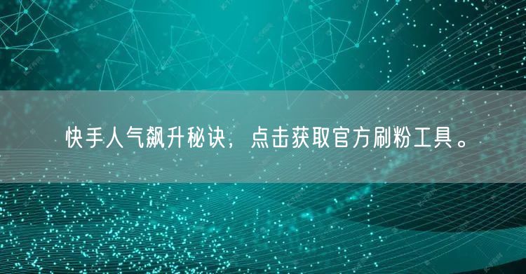快手人气飙升秘诀，点击获取官方刷粉工具。