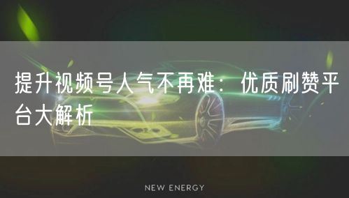 提升视频号人气不再难：优质刷赞平台大解析