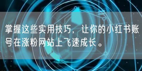 掌握这些实用技巧，让你的小红书账号在涨粉网站上飞速成长。