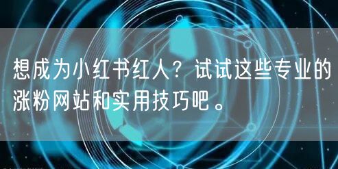 想成为小红书红人？试试这些专业的涨粉网站和实用技巧吧。
