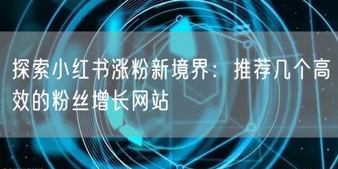 探索小红书涨粉新境界：推荐几个高效的粉丝增长网站